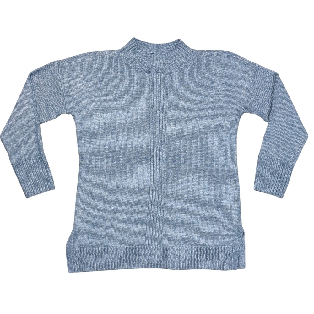 Croft & Barrow Sweater Women's Medium Blue Mock Neck Ribbed Knit Long Sleeve NWT